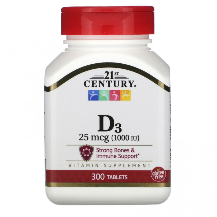 21st Century Витамин D3 25 мкг (1.000 МЕ) 300 таблеток