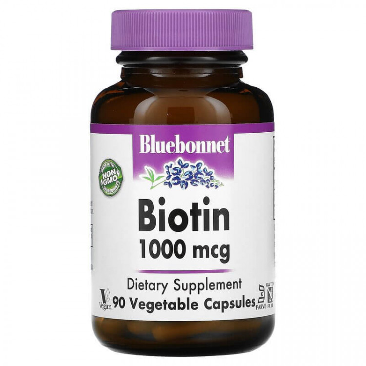 Bluebonnet Nutrition Biotin 1000 мкг 90 вегетарианских капсул / Биотин