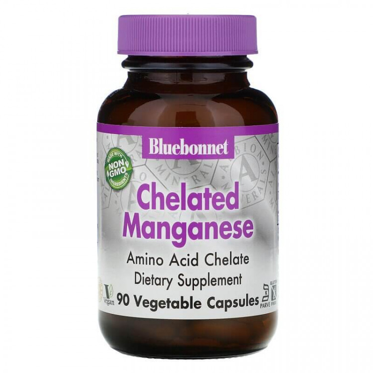 Bluebonnet Nutrition Chelated Manganese 90 капсул / Хелатированный марганец