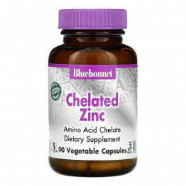 Bluebonnet Nutrition Chelated Zinc 90 растительных капсул / Цинк в хелатной форме