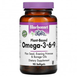 Bluebonnet Nutrition Omega 3-6-9 / Растительные омега-3-6-9 кислоты 90 мягких капсул
