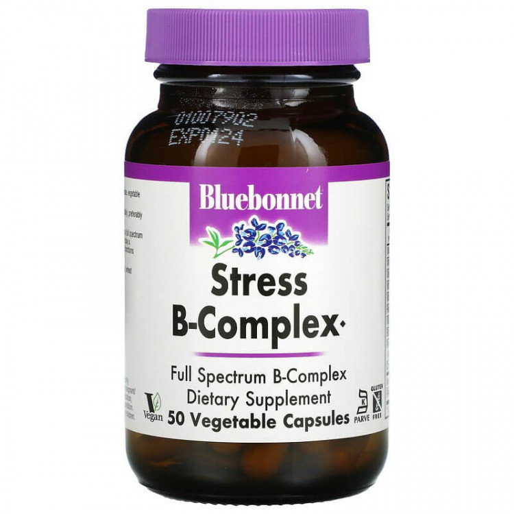 Bluebonnet Nutrition Stress B-Complex 50 растительных капсул / Комплекс витаминов Б