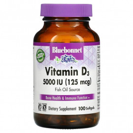 Bluebonnet Nutrition Витамин D3 125 мкг (5000 МЕ) 100 мягких таблеток