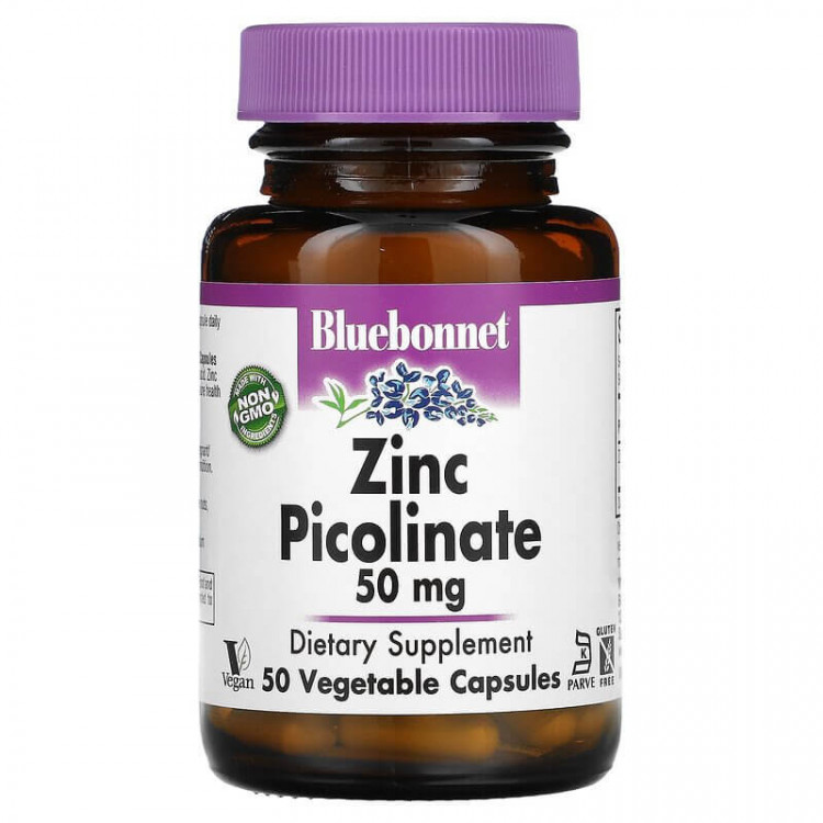 Bluebonnet Nutrition Zinc Picolinate 50 мг 50 растительных капсул / Пиколинат цинка 