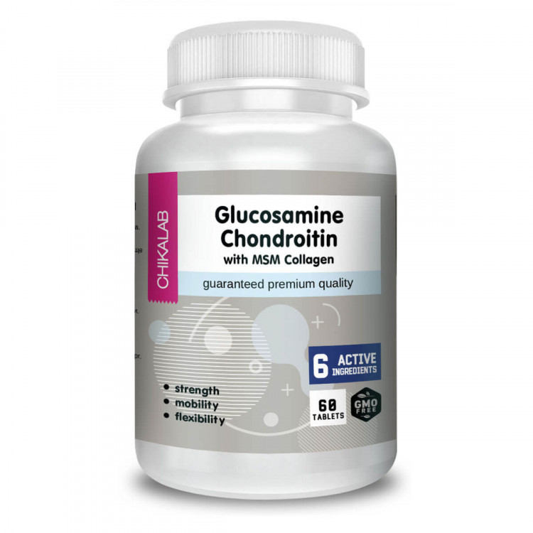 Chikalab Глюкозамин, хондраитин с МСМ и Коллагеном, 60 капсул