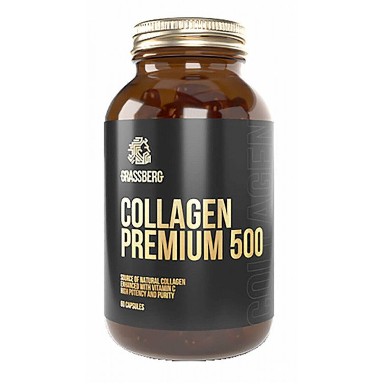 Grassberg Collagen Premium 500 мг + Vit C 40 мг 60 капсул / Коллаген