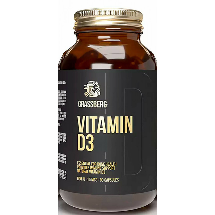 Grassberg Vitamin D3 15 мкг (600 МЕ) 90 капсул / Витамин Д
