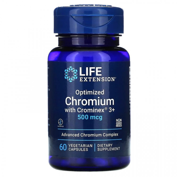 Life Extension Optimized Chromium with Crominex 3+ 500 mcg / Хром 60 капсул