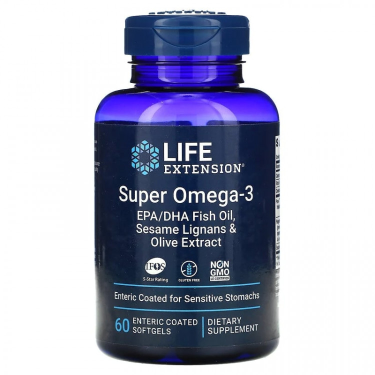 Super Omega-3 EPA/DHA with Sesame Lignans & Olive Extract 60 softgels / Омега-3