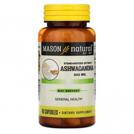 Mason Natural Ashwagandha / Ашваганда стандартизированный экстракт 500 мг 60 капсул