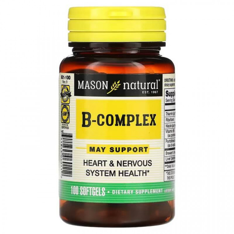 Mason Natural Комплекс витаминов группы В 100 мягких желатиновых капсул