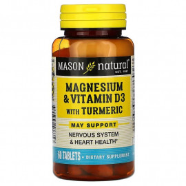 Mason Natural Магний и витамин D3 с куркумой 60 таблеток