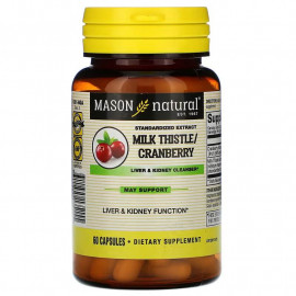 Mason Natural Расторопша пятнистая/клюква стандартизированный экстракт, очищающее средство для печени и почек 60 капсул