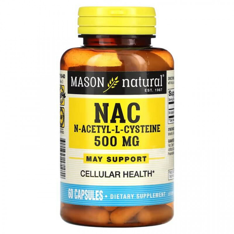Mason Natural NAC 500 мг 60 капсул / N-ацетил-L-цистеин