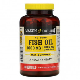 Mason Natural Рыбий жир No burp 1000 мг 180 мягких таблеток  title=