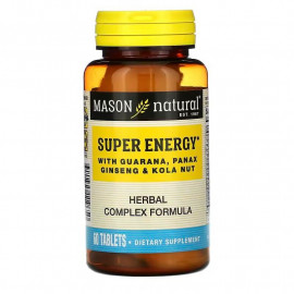 Mason Natural Super Energy с гуараной, женьшенем и орехом кола 60 таблеток