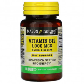 Mason Natural Витамин B-12 быстрорастворимый 1000 мкг 100 таблеток