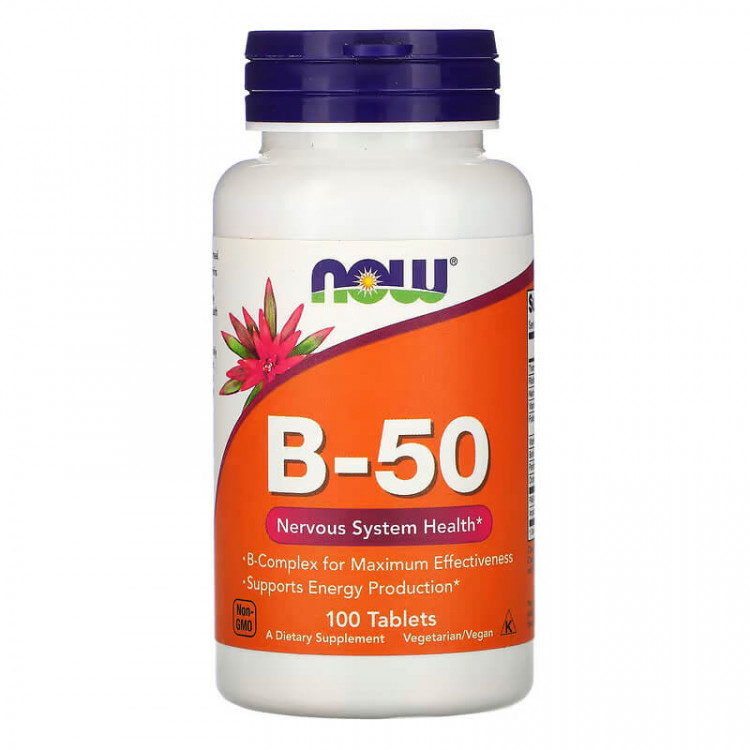 NOW Foods B-50 100 таблеток / Комплекс витаминов группы Б 