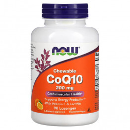 NOW Foods Chewable CoQ10 200 mg 90 Lozenges / Коэнзим Q10
