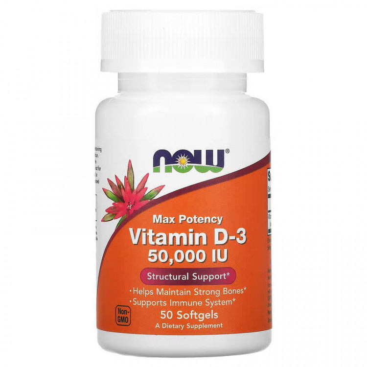 NOW Foods Vitamin D-3 50000 IU 50 Softgels / Витамин Д