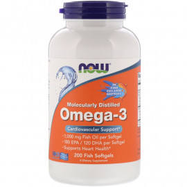 Omega-3 Molecularly Distilled 200 Fish Softgels / Омега-3