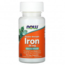 Now Foods Iron / Железо, двойной концентрации, 36 мг, 90 вегетарианских капсул 