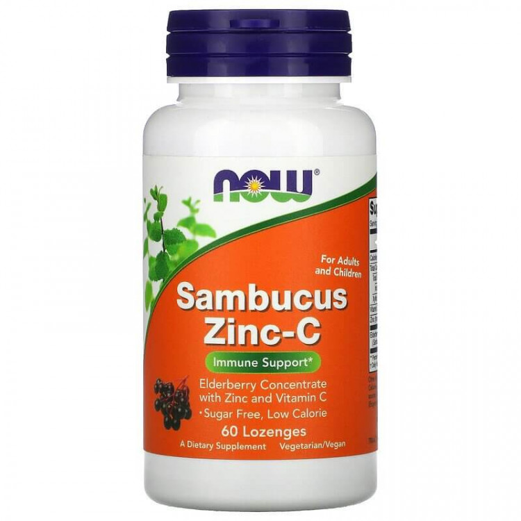 Now Foods Sambucus Zinc-C / Цинк с витамином С и бузиной, 60 пастилок