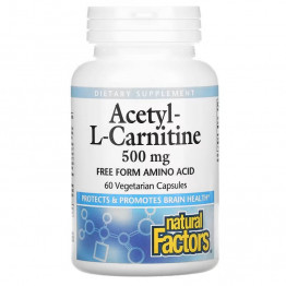 Natural Factors Ацетил-L-карнитин 500 мг 60 вегетарианских капсул