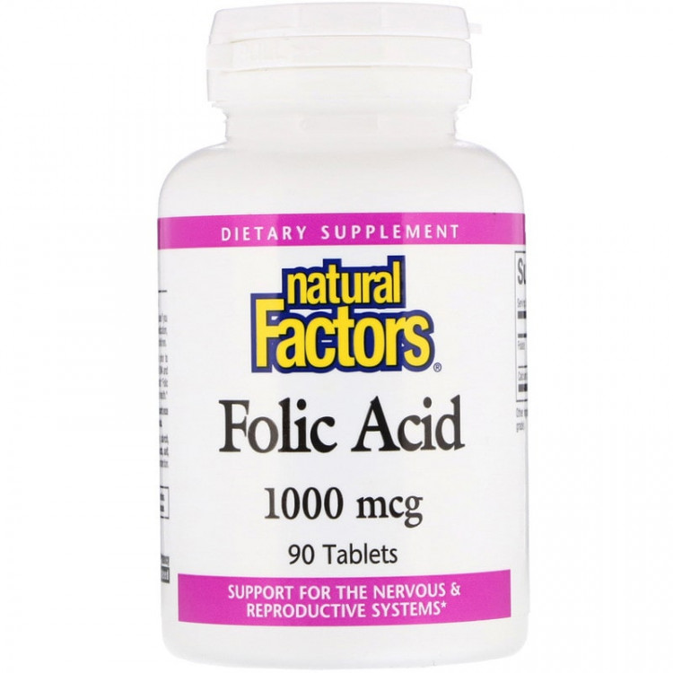 Natural Factors Folic Acid / Фолиевая кислота 1000 мкг 90 таблеток