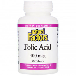 Natural Factors Folic Acid / Фолиевая кислота 400 мкг 90 таблеток