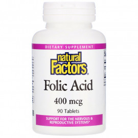 Natural Factors Folic Acid / Фолиевая кислота 400 мкг 90 таблеток