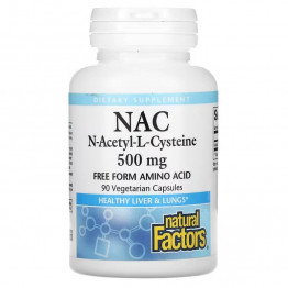 Natural Factors NAC N-ацетил-L-цистеин 500 мг 90 вегетарианских капсул