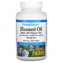 Natural Factors OmegaFactors льняное масло 1000 мг 180 мягких таблеток