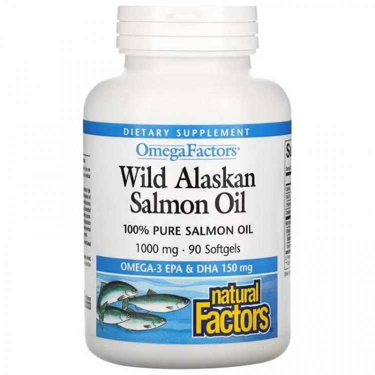 Natural Factors OmegaFactors масло дикого лосося с Аляски 1000 мг 90 мягких таблеток