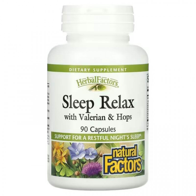 Natural Factors Расслабляющий сон с валерианой и хмелем 90 капсул