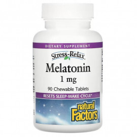 Natural Factors Stress-Relax Мелатонин 1 мг 90 жевательных таблеток