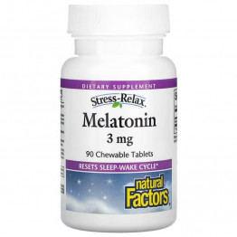 Natural Factors Stress-Relax Мелатонин 3 мг 90 жевательных таблеток