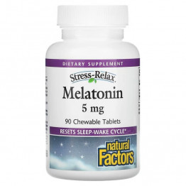 Natural Factors Stress-Relax мелатонин 5 мг 90 жевательных таблеток
