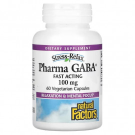 Natural Factors Stress Relax Pharma GABA 100 мг 60 вегетарианских капсул