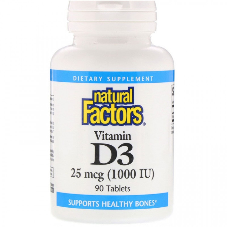 Natural Factors Витамин D3 25 мкг (1000 МЕ) 90 таблеток