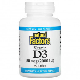 Natural Factors Витамин D3 50 мкг (2000 МЕ) 90 таблеток  title=