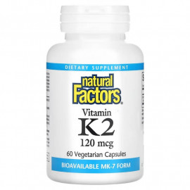 Natural Factors Витамин K2 120 мкг 60 вегетарианских капсул