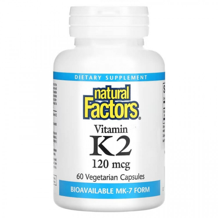 Natural Factors Витамин K2 120 мкг 60 вегетарианских капсул