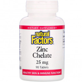 Natural Factors Zinc Chelate / Хелатный цинк 25 мг 90 таблеток