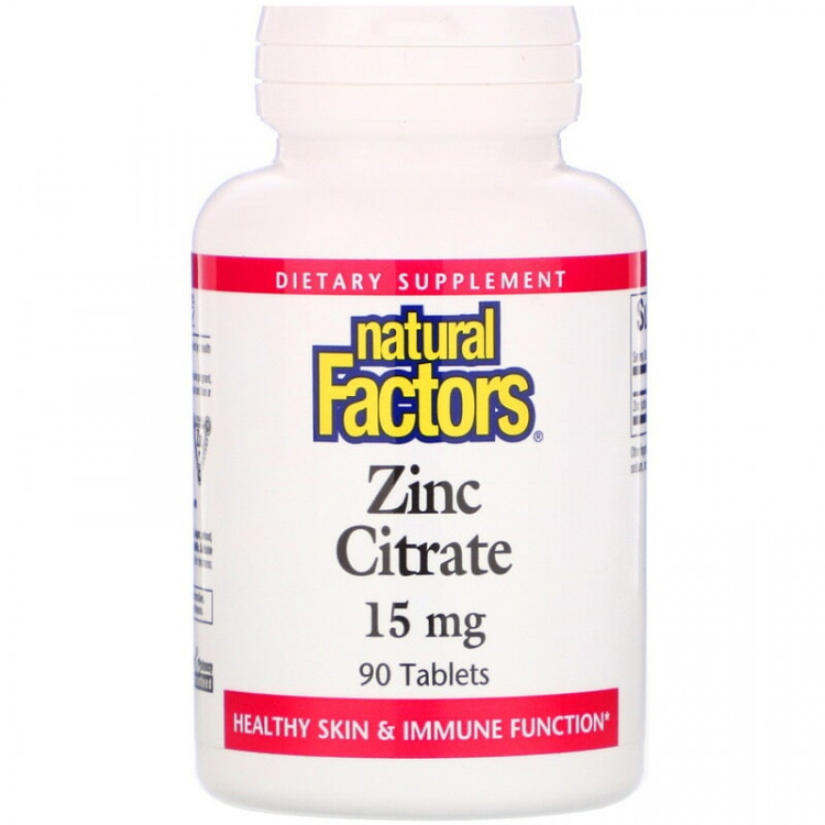 Natural Factors Zinc Citrate / Цитрат цинка 15 мг 90 таблеток