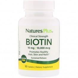 Nature's Plus Biotin 10 mg / Биотин длительного высвобождения 90 таблеток