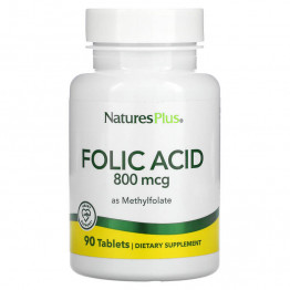 Nature's Plus Folic Acid 800 mcg / Фолиевая кислота 800 мкг 90 таблеток