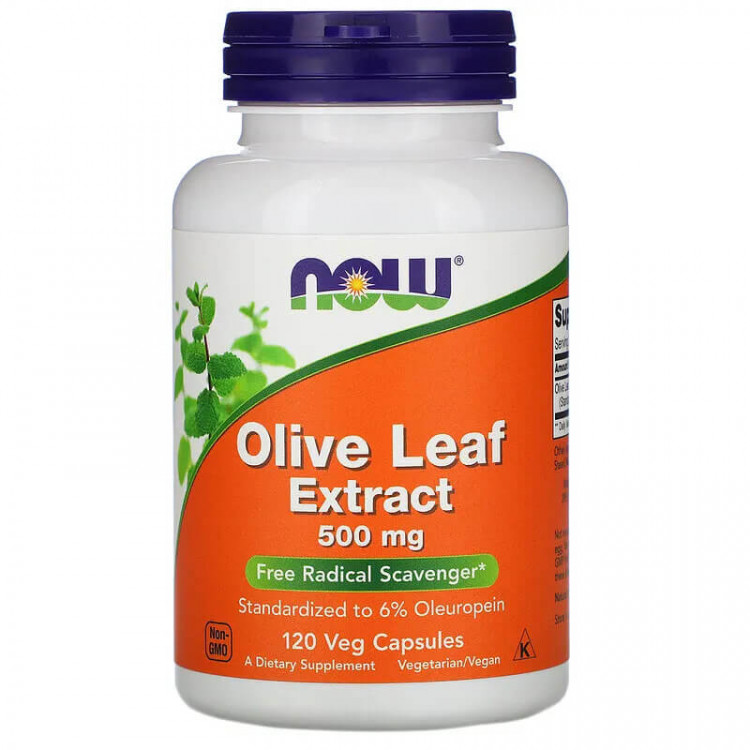NOW Foods Экстракт оливковых листьев 500 мг 120 растительных капсул