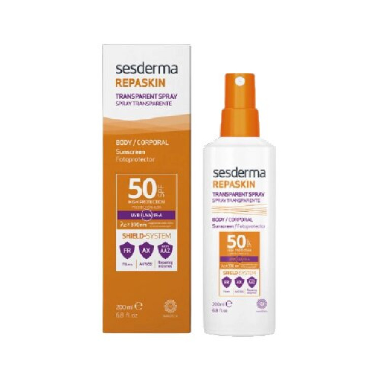 REPASKIN TRANSPARENT SPRAY Body sunscreen SPF 50 – Спрей солнцезащитный прозрачный для тела СЗФ 50, 200 мл