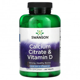 Swanson Calcium Citrate & Vitamin D 250 таблеток / Кальций и Витамин Д